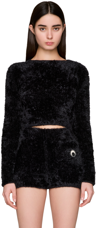 Marine Serre Wild Fluffy Knit Fitted Crewneck Sweater