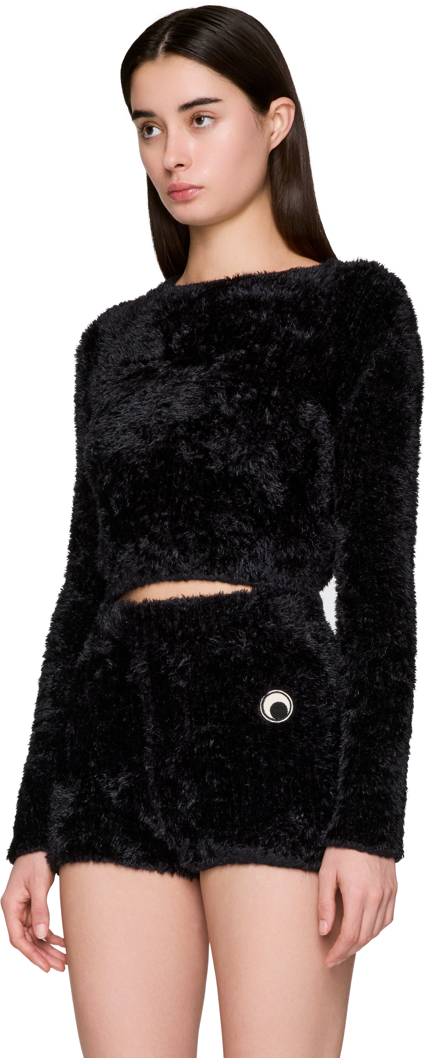 Marine Serre Wild Fluffy Knit Fitted Crewneck Sweater