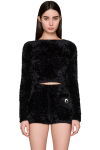 Picture of Wild Fluffy Knit Fitted Crewneck Sweater