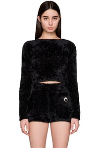 Picture of Wild Fluffy Knit Fitted Crewneck Sweater