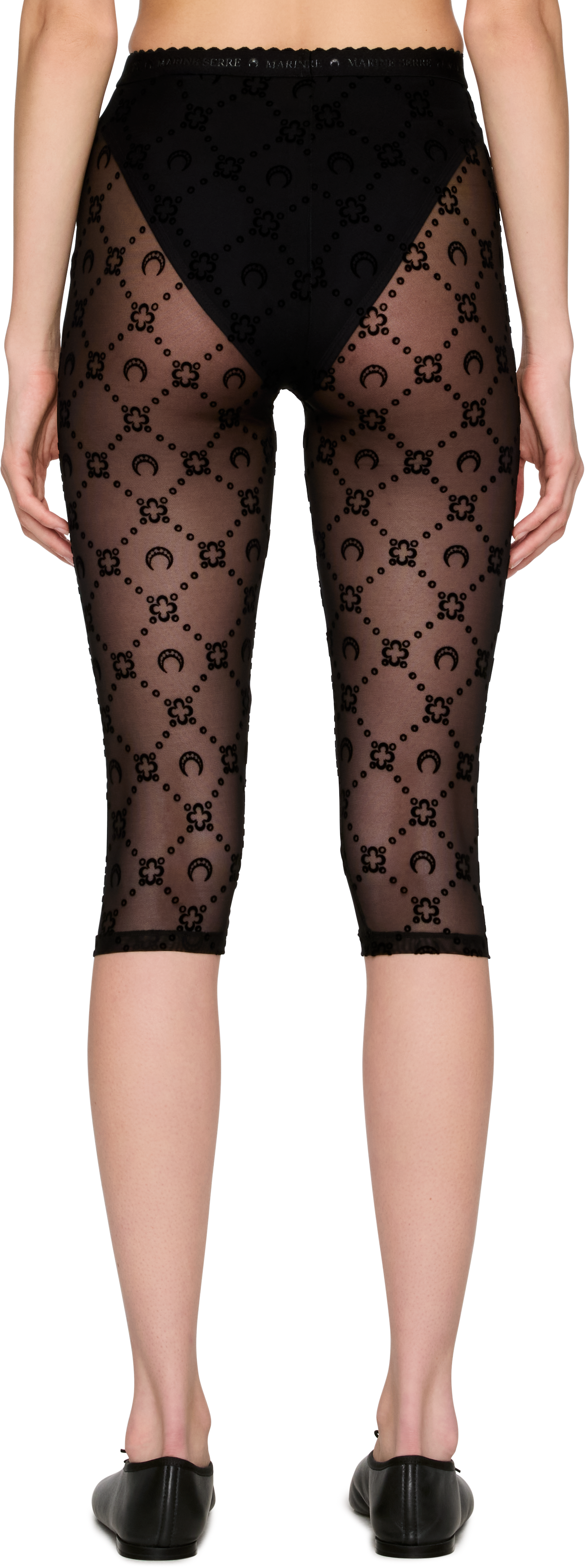 Marine Serre Moonogram Mesh Flock Capri Leggings