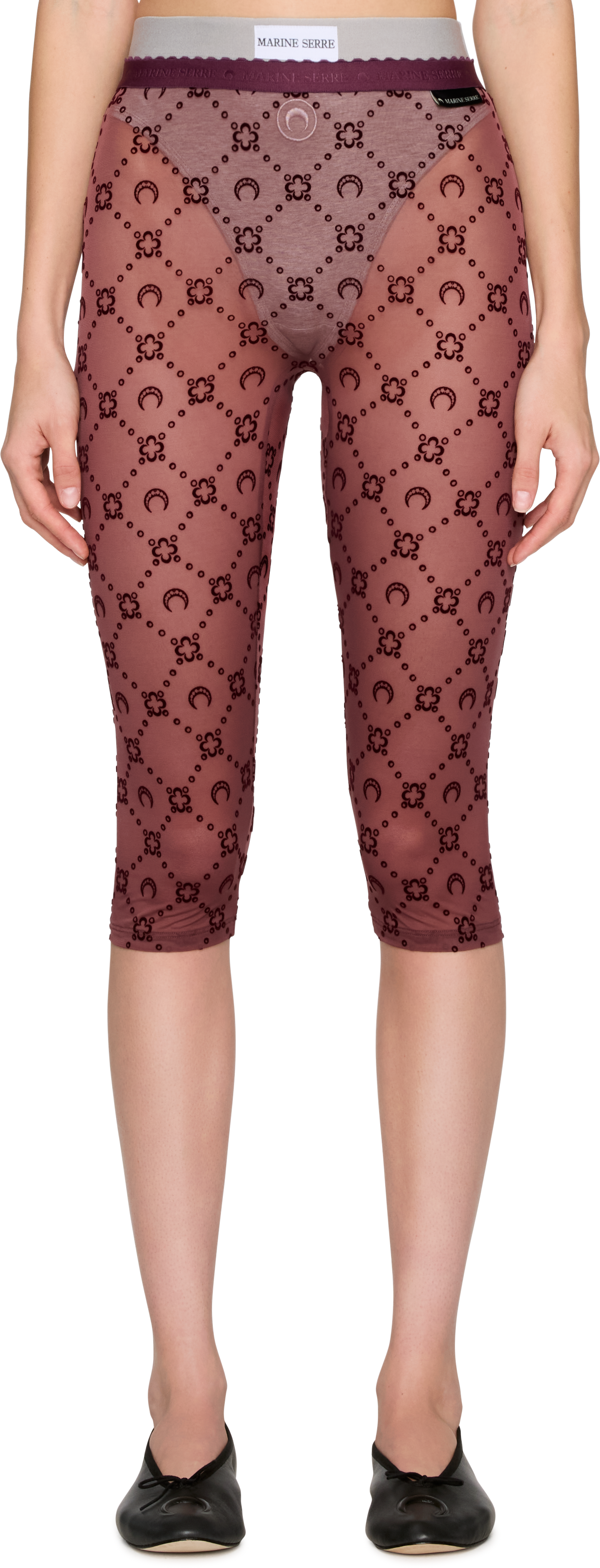 Marine Serre Moonogram Mesh Flock Capri Leggings