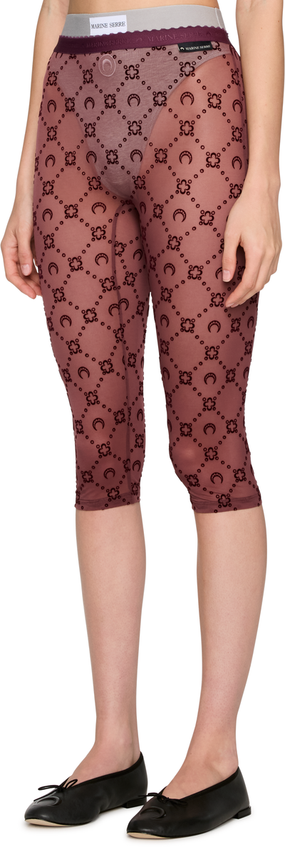 Marine Serre Moonogram Mesh Flock Capri Leggings