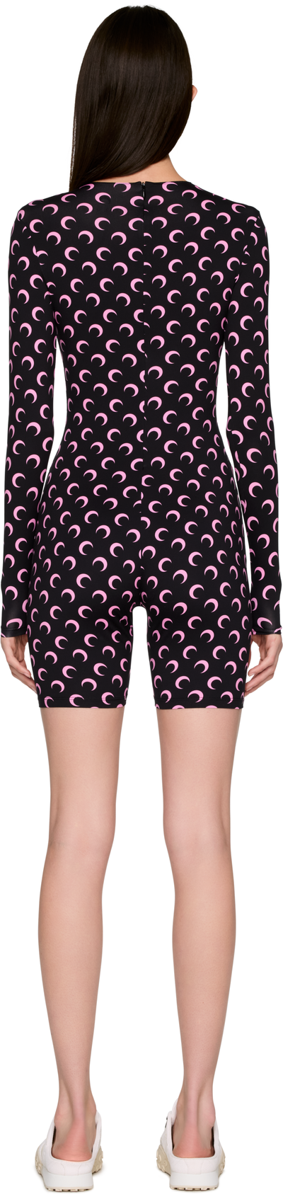 Marine Serre Moon Printed Jersey Long Sleeve Short Catsuit
