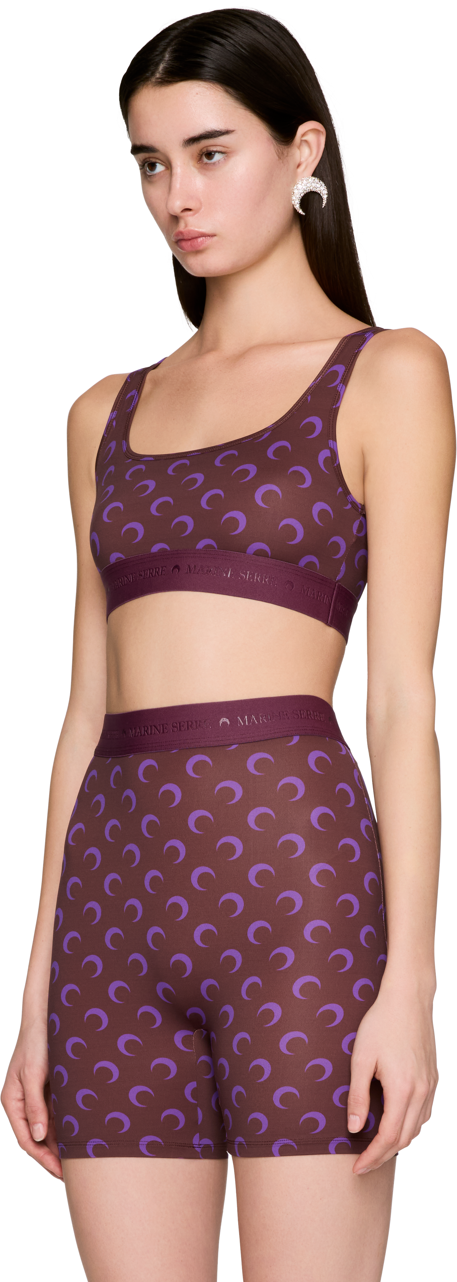 Marine Serre Moon Printed Jersey Sport Bra