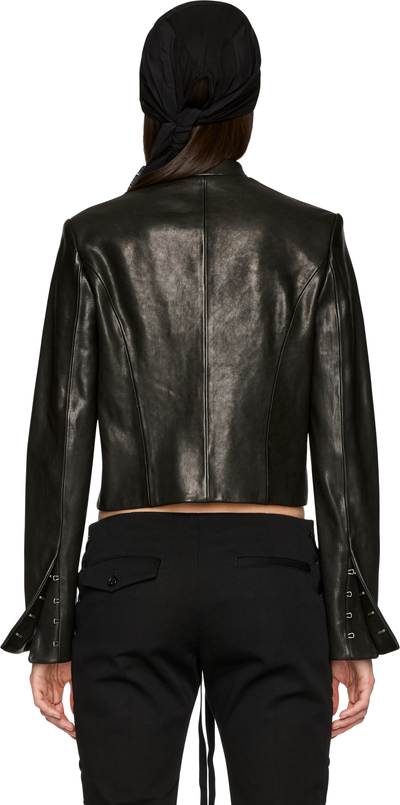 Ann Demeulemeester Sas Cropped Stand Collar Leather Jacket