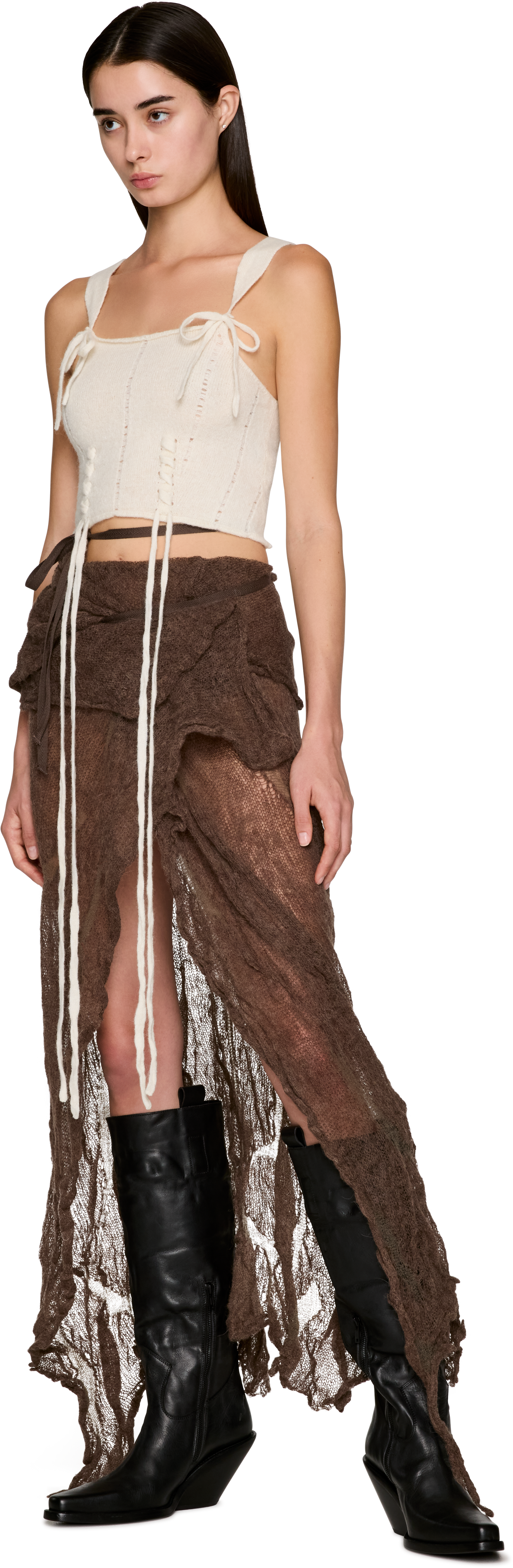 Ann Demeulemeester Alwina Cropped Slip Knitted Tank Top