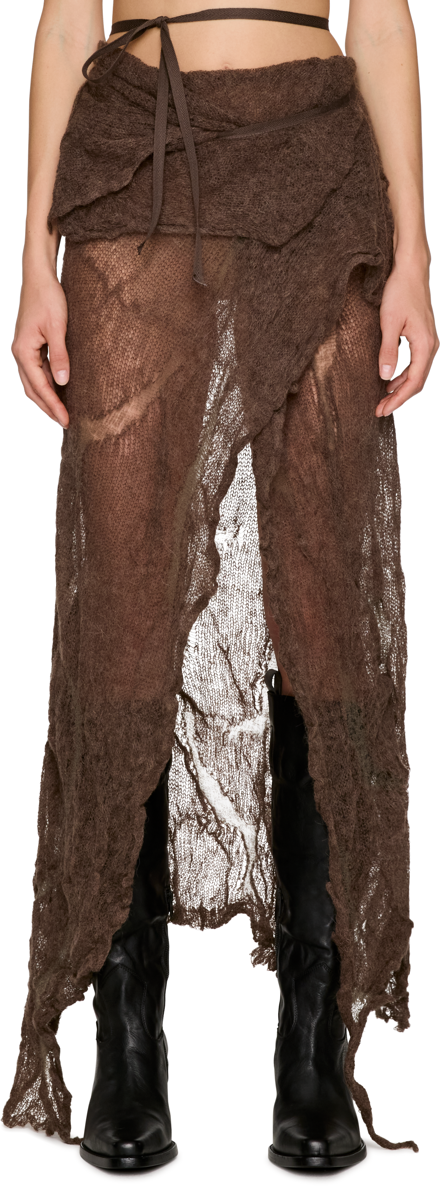 Ann Demeulemeester Philomien Asymmetric Knitted Wrap Maxi Skirt