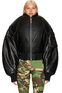 Picture of Over The Shoulders Leather Bomber Jacket