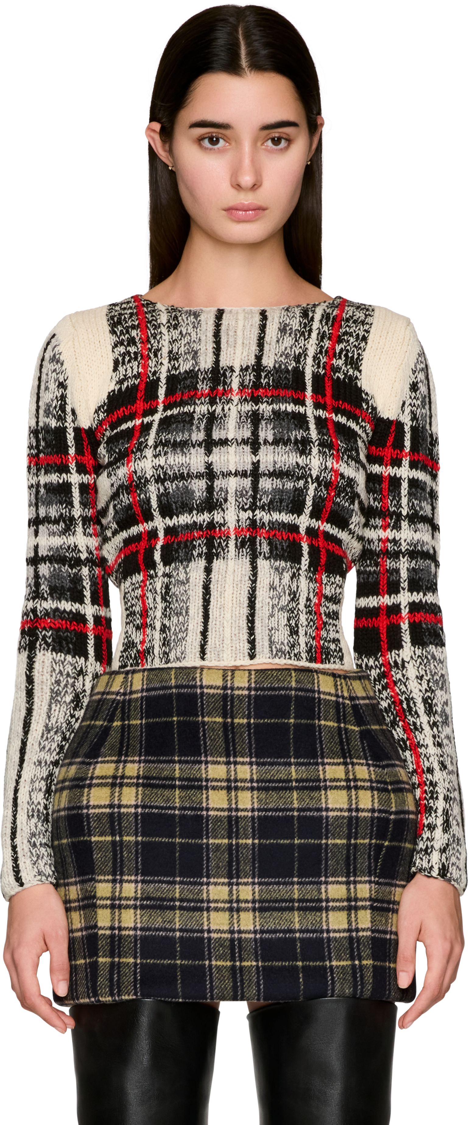 Duran Lantink Hand Knitted Tartan Top Sweater