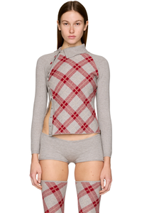 Picture of Tartan Asymmetric Long Sleeve Top