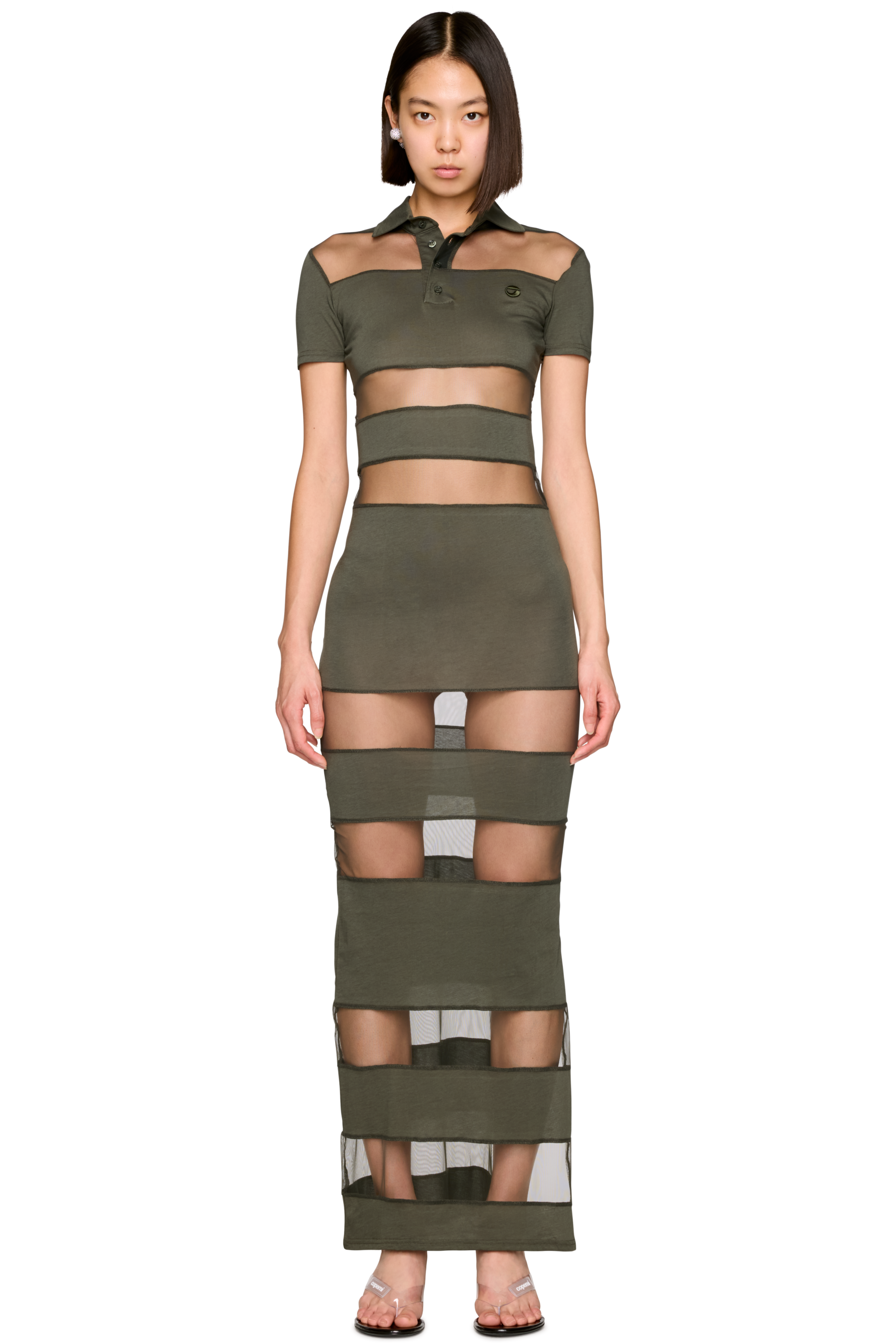 Picture of Striped Sheer Polo Maxi Dress