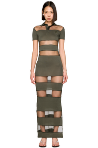 Picture of Striped Sheer Polo Maxi Dress