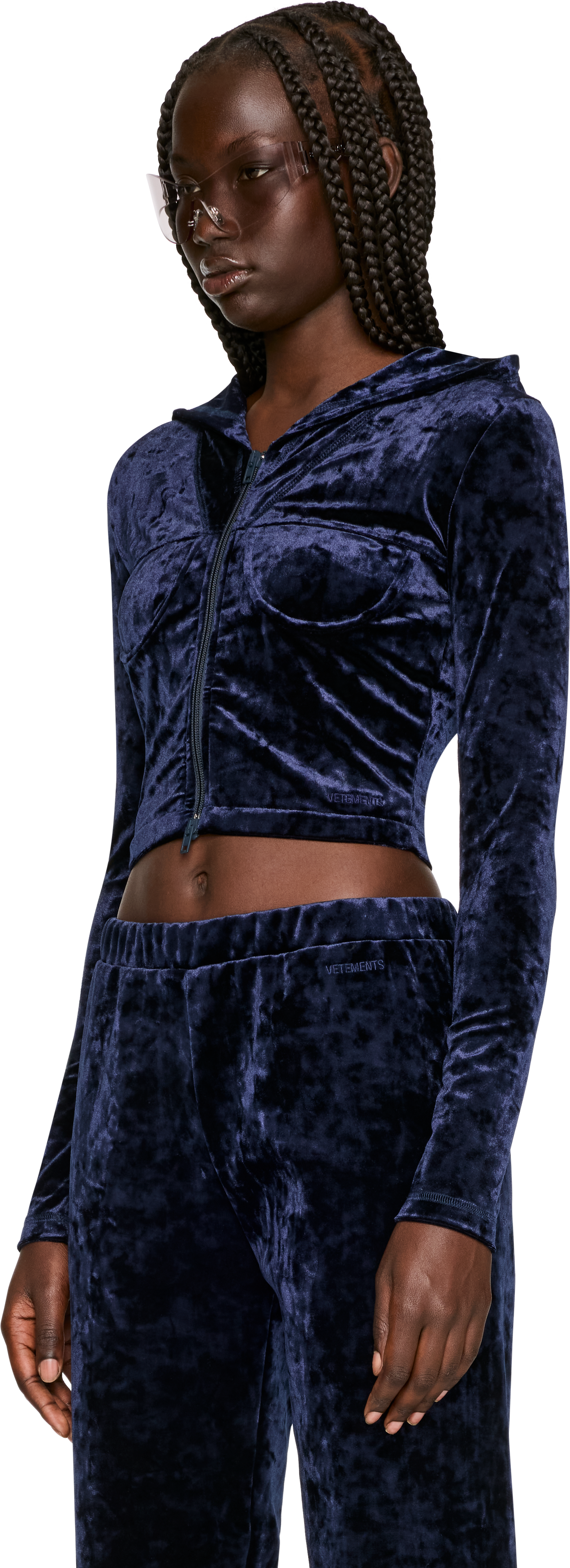 VETEMENTS Velvet Zip-Up Hoodie