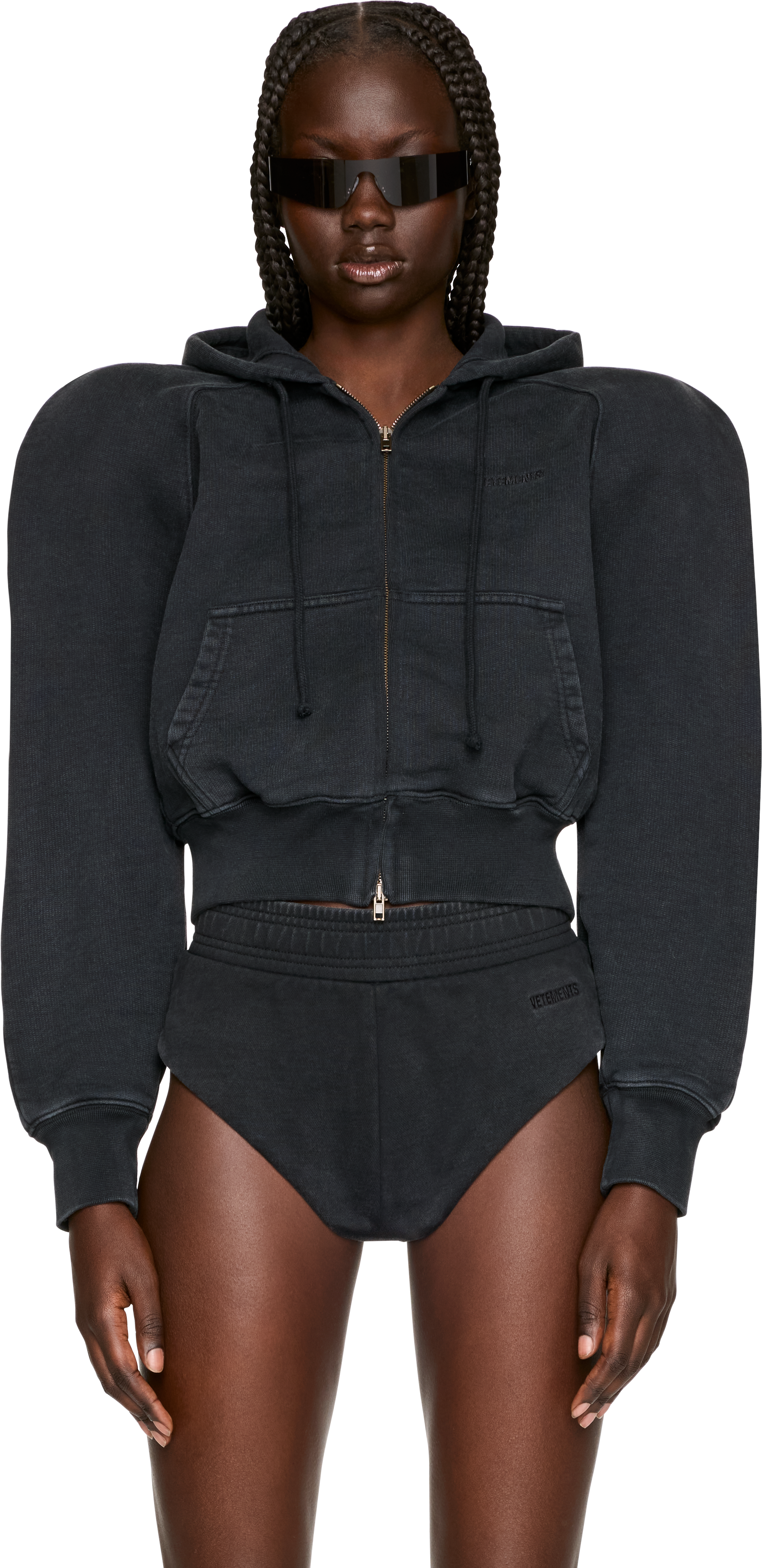 VETEMENTS Round Shoulder Zip- Up Hoodie