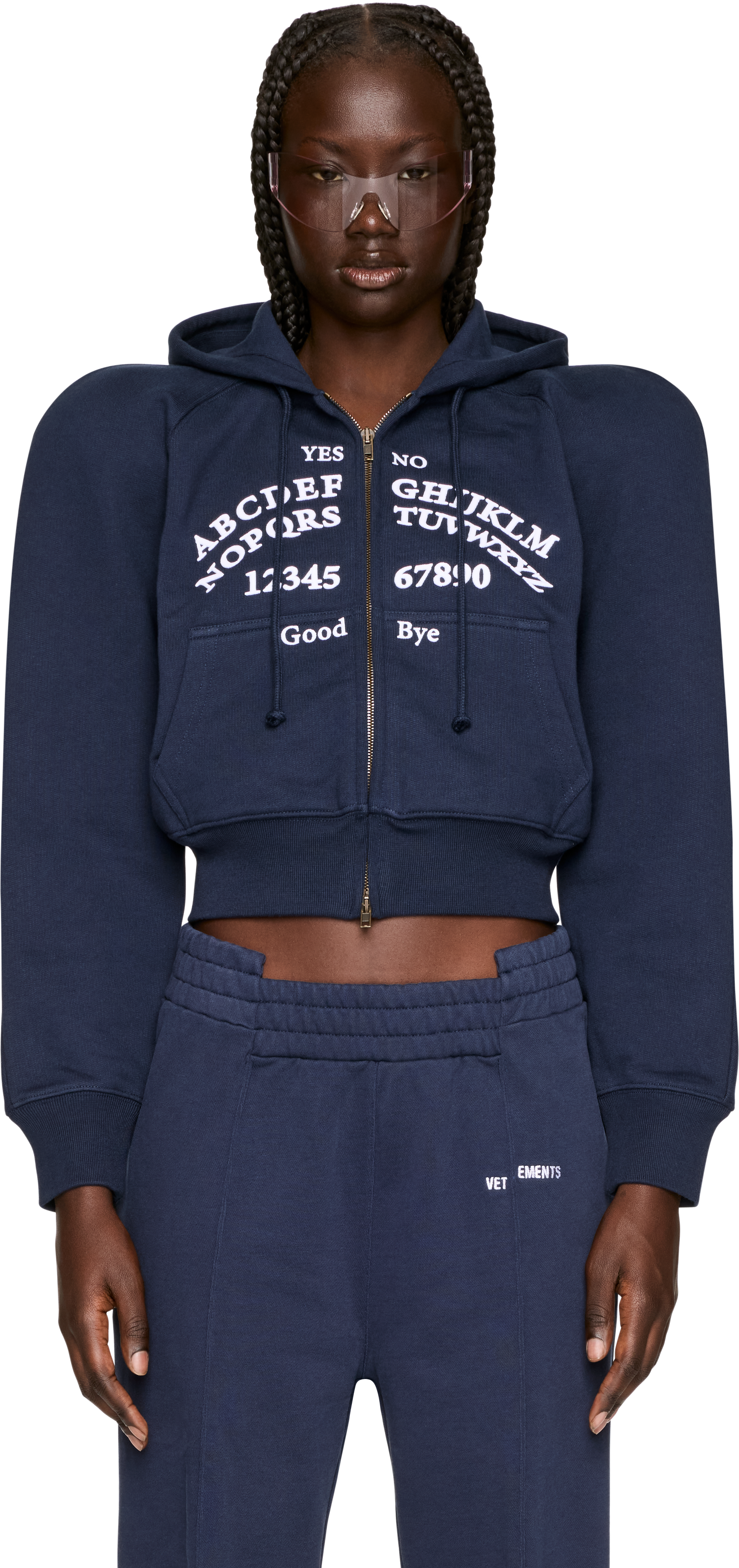 VETEMENTS Alphabet Round Shoulder Zip-Up Hoodie