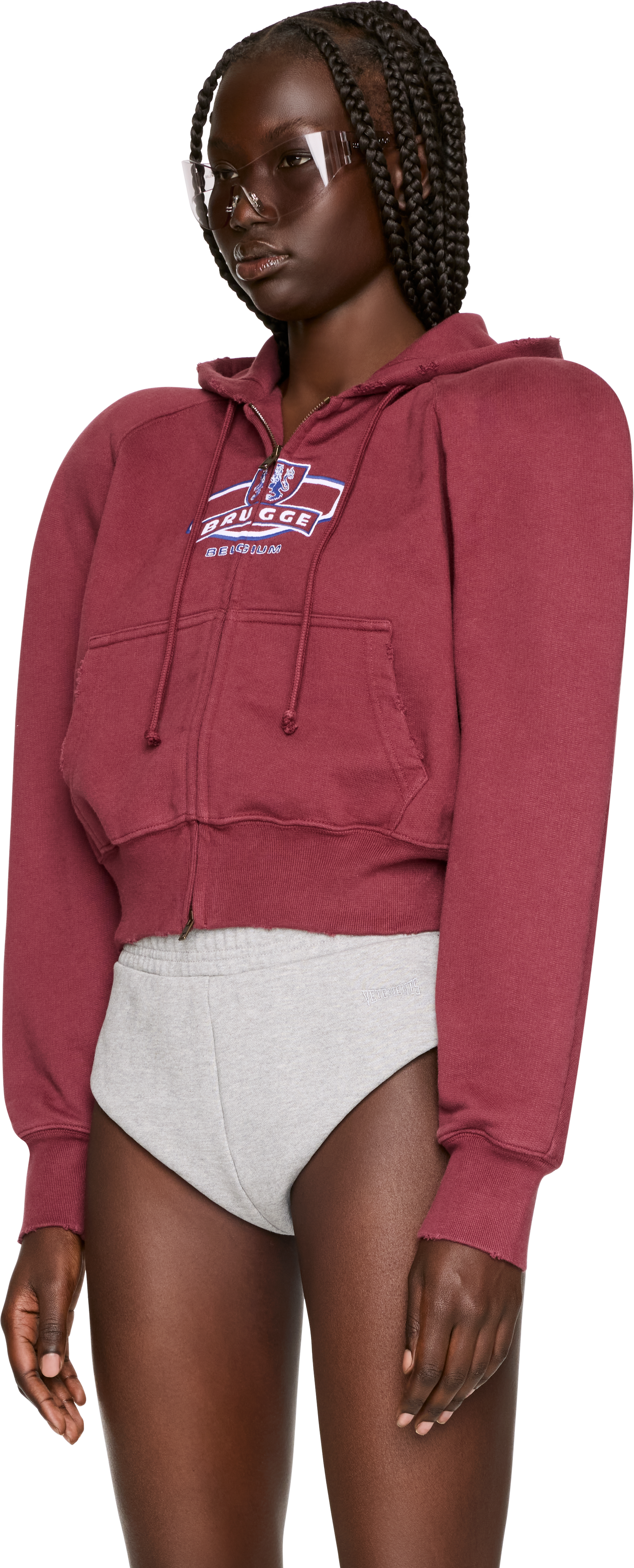 VETEMENTS 'Brugge' Tourist Round Shoulder Zip-Up Hoodie