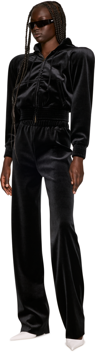 VETEMENTS Velvet Rounded Shoulder Zip-Up Hoodie