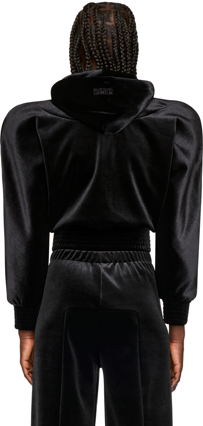 VETEMENTS Velvet Rounded Shoulder Zip-Up Hoodie