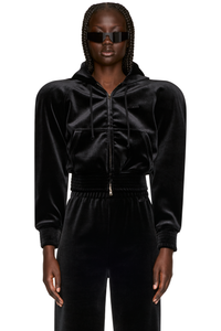 Picture of Velvet Rounded Shoulder Zip-Up Hoodie