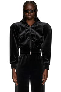 Picture of Velvet Rounded Shoulder Zip-Up Hoodie