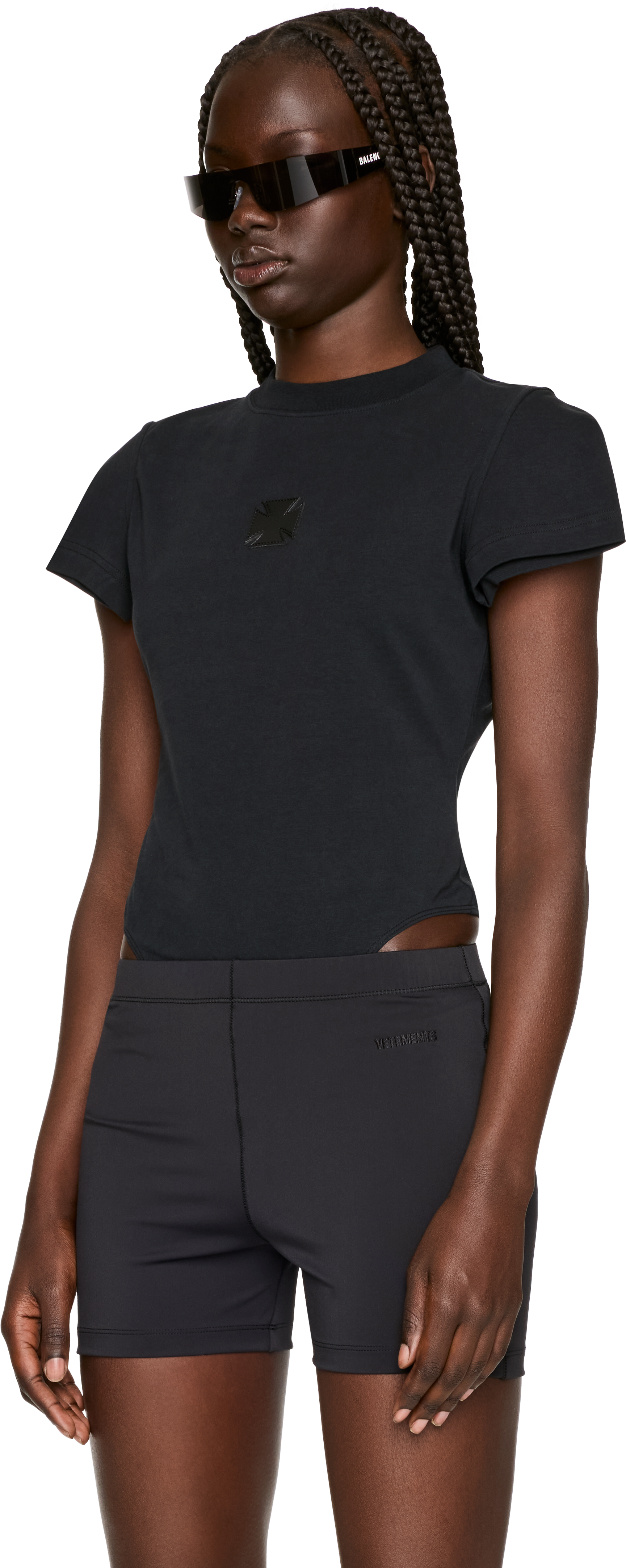 VETEMENTS Leather Cross T-Shirt Bodysuit