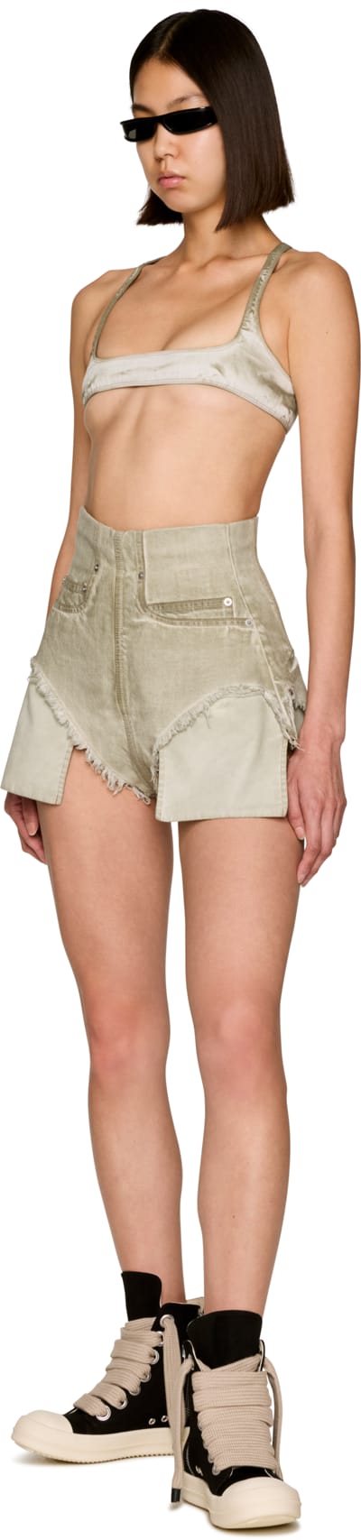 Rick Owens DRKSHDW Temple Dirt Cutoff Denim Shorts