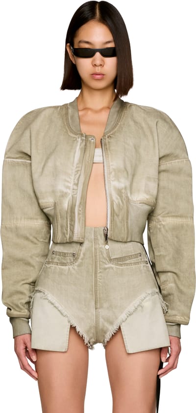 Rick Owens DRKSHDW Temple Flight Cropped Denim Bomber Jacket