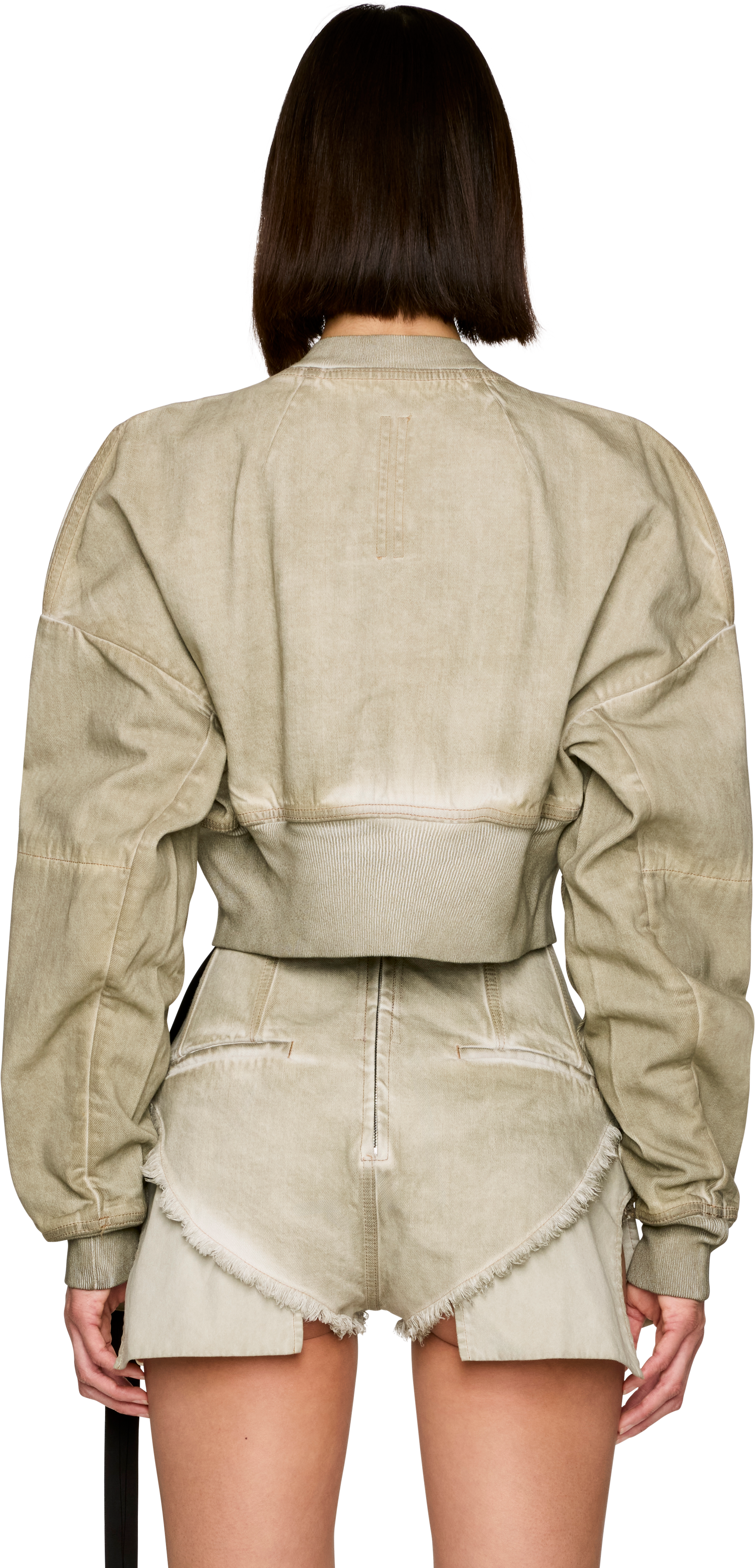 Rick Owens DRKSHDW Temple Flight Cropped Denim Bomber Jacket