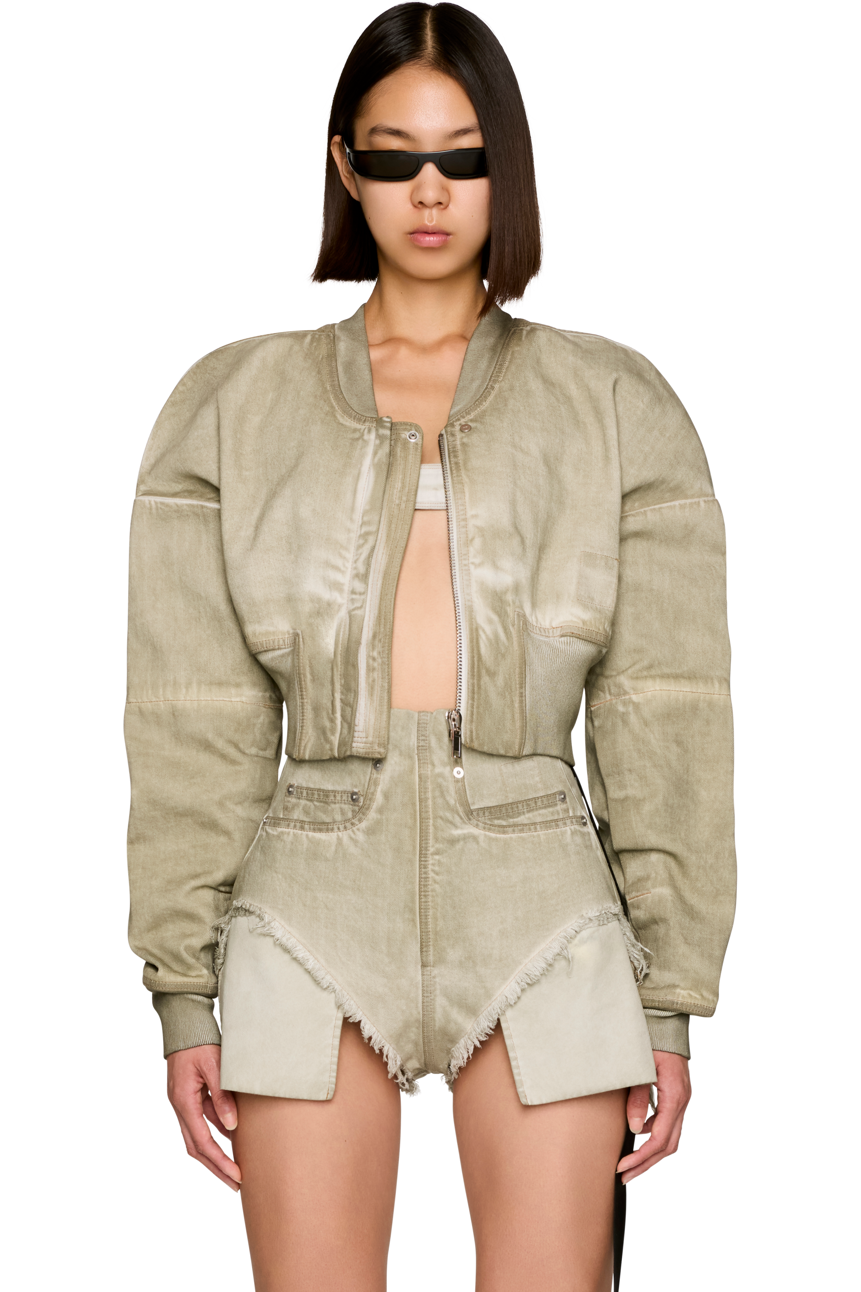 Picture of DRKSHDW Temple Flight Cropped Denim Bomber Jacket