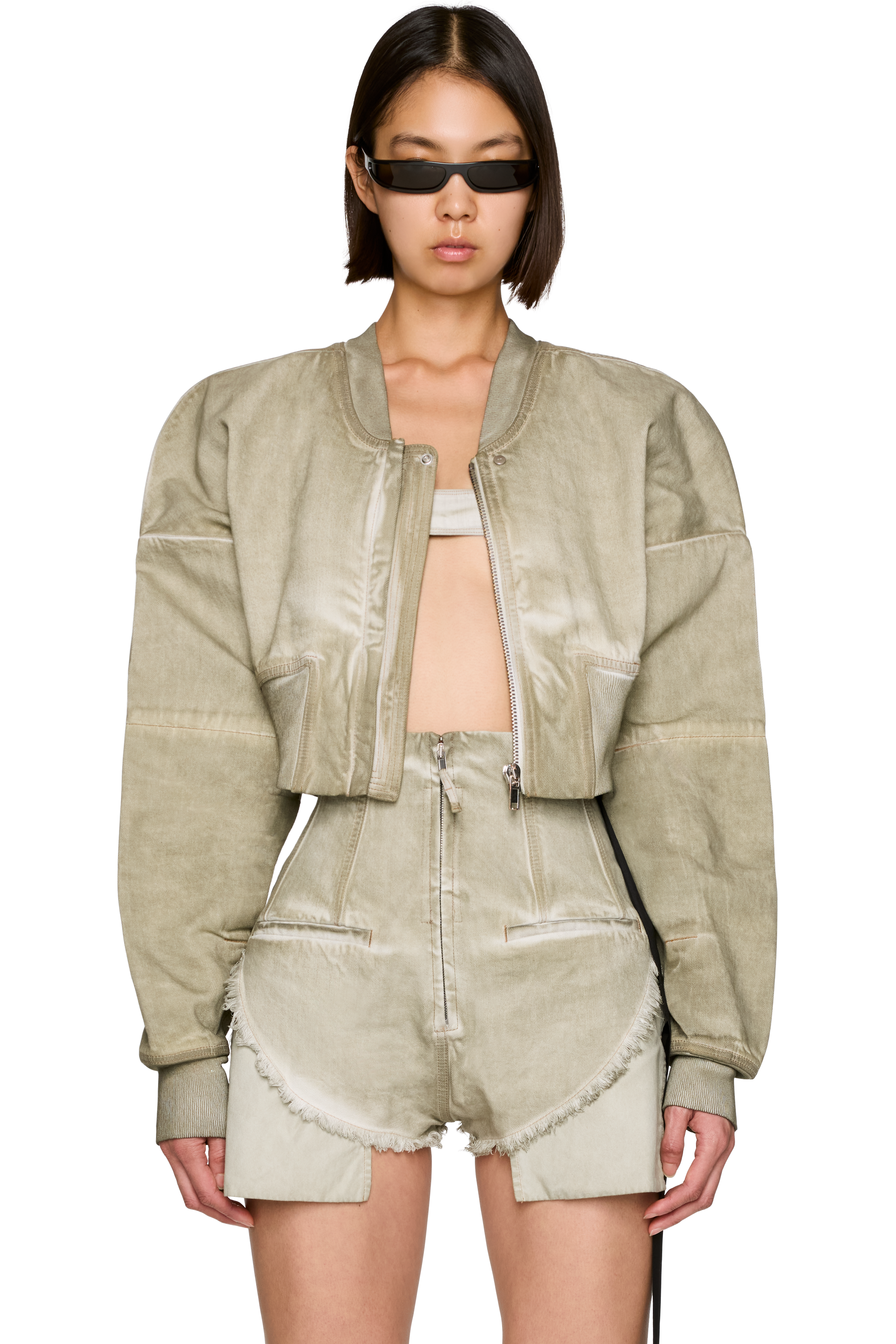 Picture of DRKSHDW Temple Flight Cropped Denim Bomber Jacket