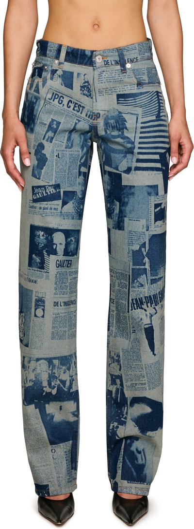 Jean Paul Gaultier Newspaper Print Jeans