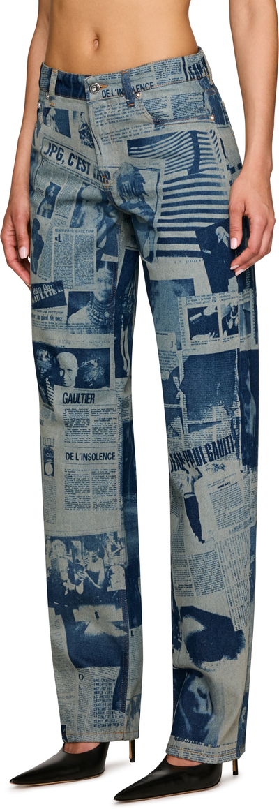 Jean Paul Gaultier Newspaper Print Jeans