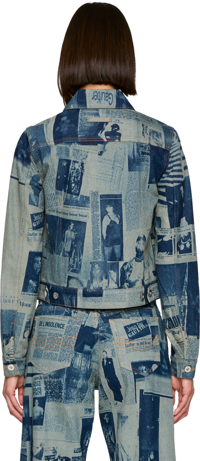 Jean Paul Gaultier Fitted Newspaper Print Denim Jacket