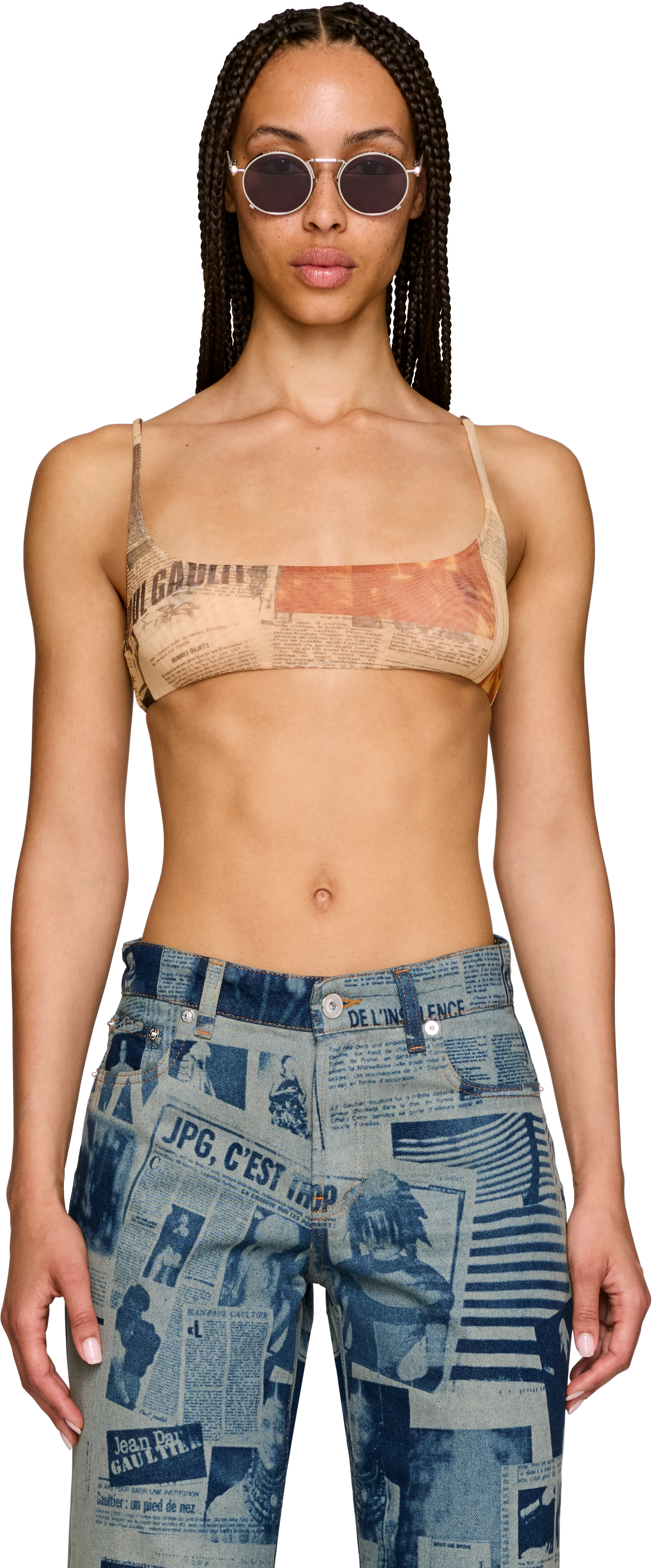 Jean Paul Gaultier 'The Journal' Mesh Printed Bra