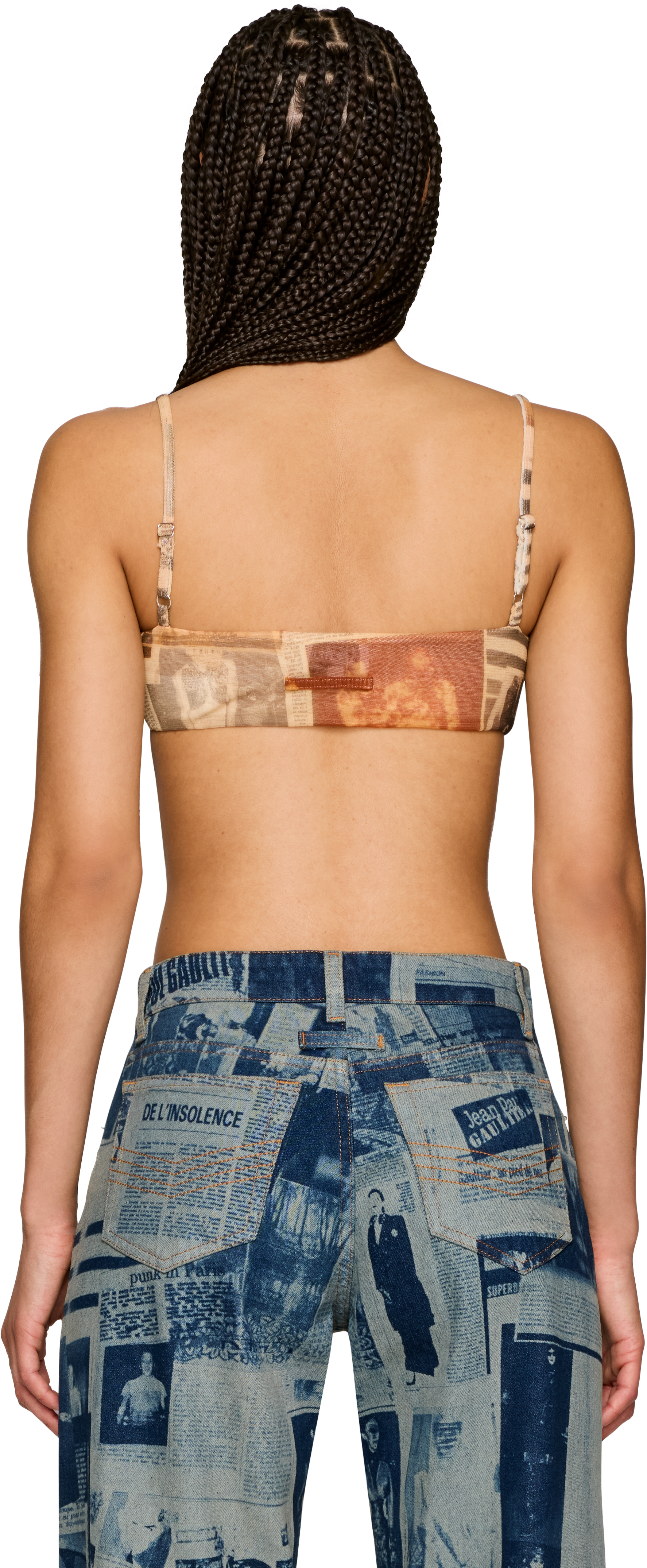 Jean Paul Gaultier 'The Journal' Mesh Printed Bra