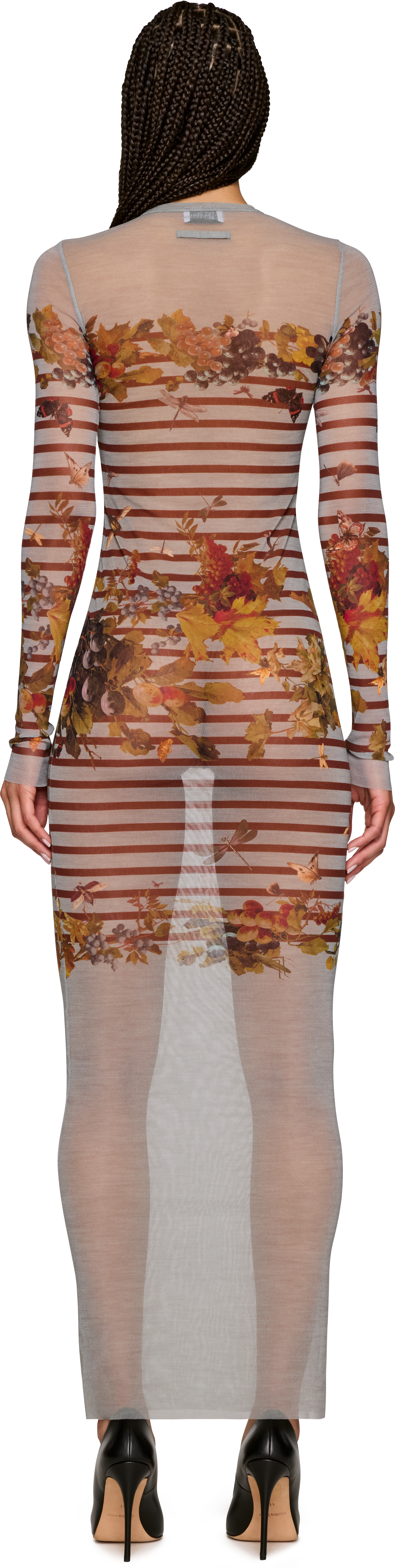 Jean Paul Gaultier Marinière Grape Printed Mesh Maxi Dress