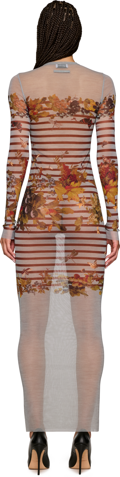 Jean Paul Gaultier Marinière Grape Printed Mesh Maxi Dress