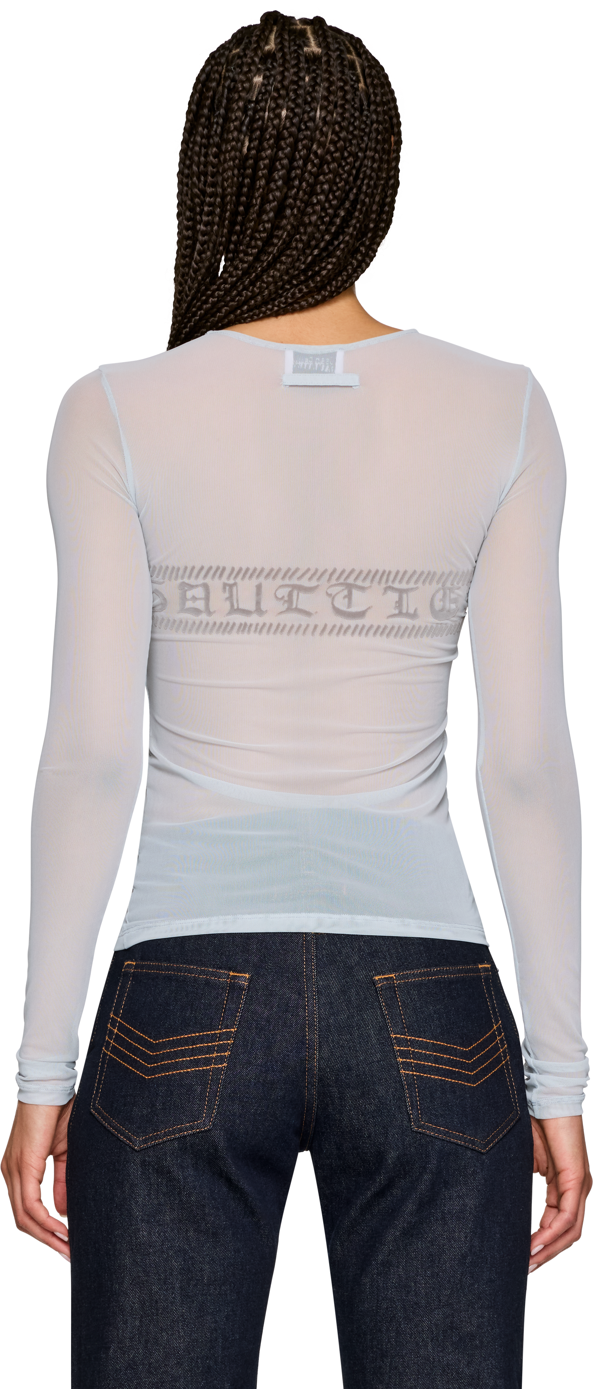 Jean Paul Gaultier 'Gaultier' Flocked Mesh Long Sleeve Top