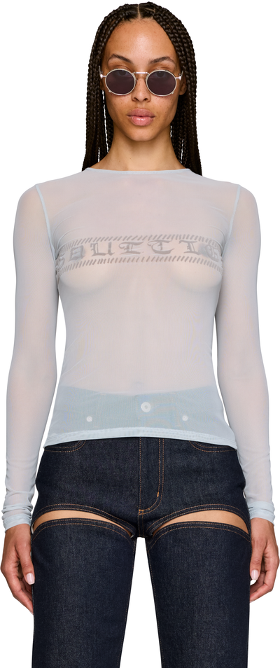 Jean Paul Gaultier 'Gaultier' Flocked Mesh Long Sleeve Top