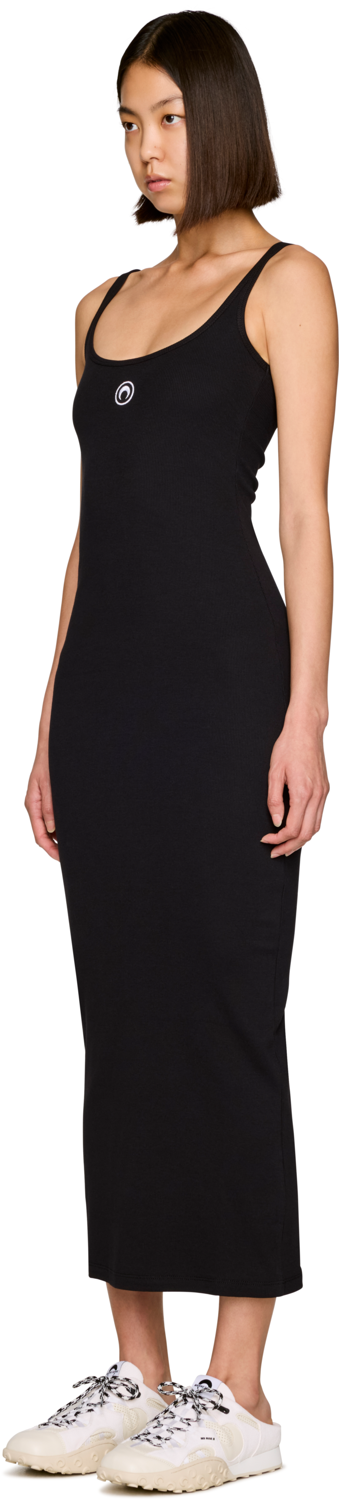 Marine Serre Moon Logo Ribbed Jersey Maxi Dress