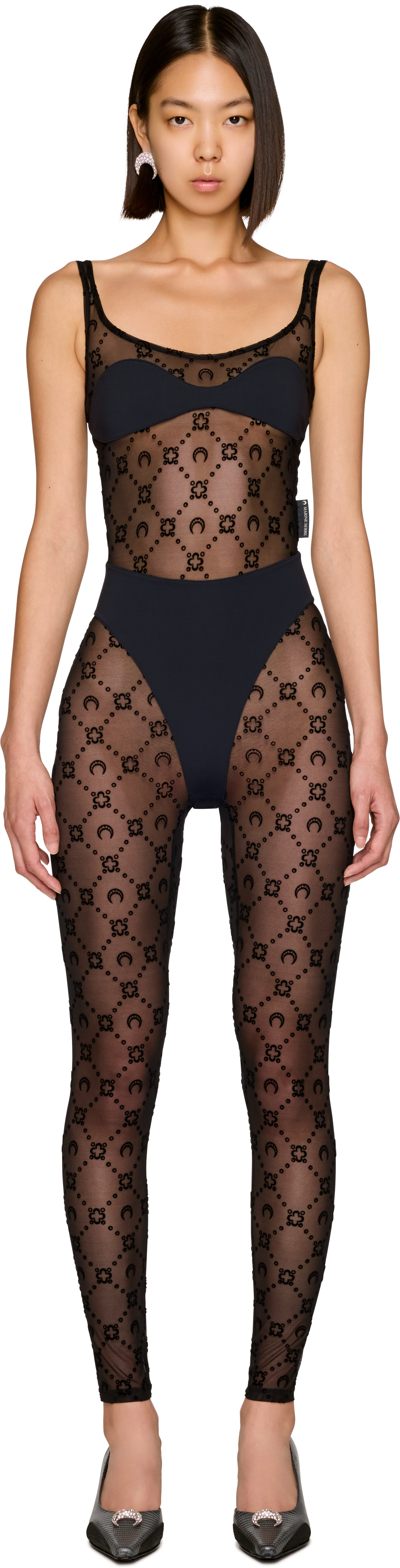 Marine Serre Moonogram Mesh Flock Catsuit