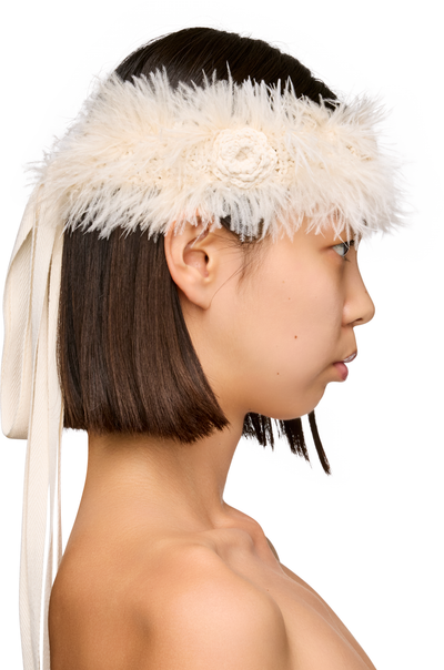 Ann Demeulemeester Feathered Knit Crochet Roses Headband