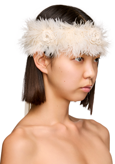 Ann Demeulemeester Feathered Knit Crochet Roses Headband