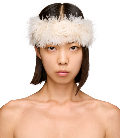 Ann Demeulemeester Feathered Knit Crochet Roses Headband