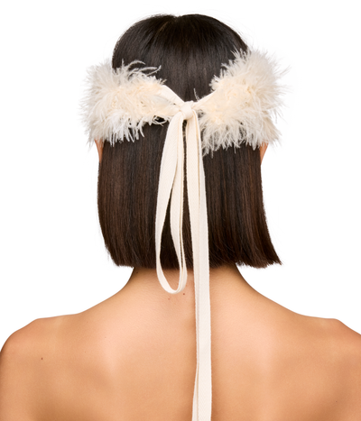 Ann Demeulemeester Feathered Knit Crochet Roses Headband