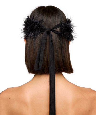 Ann Demeulemeester Feathered Knit Crochet Roses Headband
