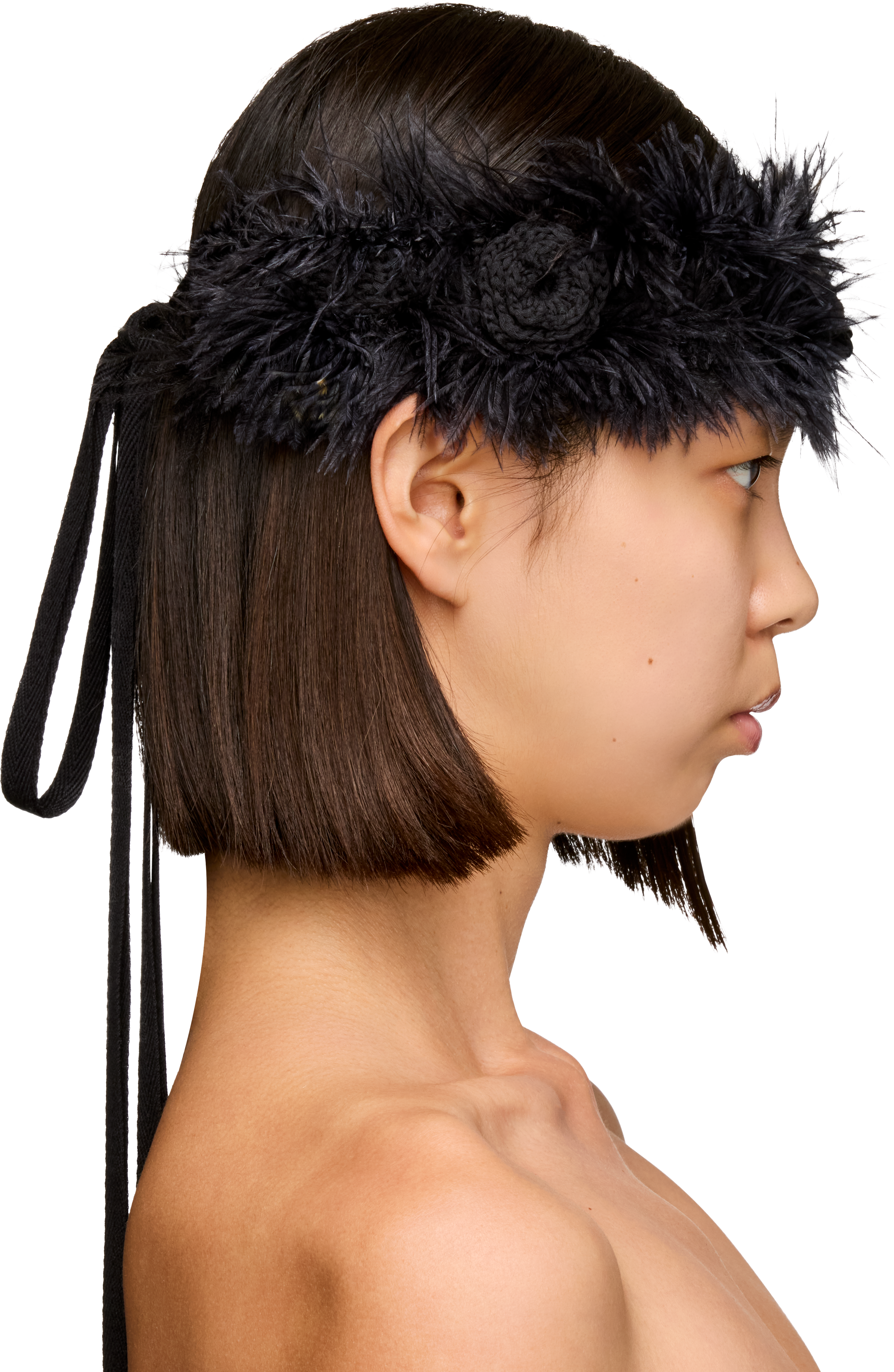 Ann Demeulemeester Feathered Knit Crochet Roses Headband