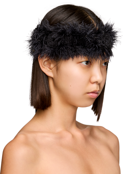 Ann Demeulemeester Feathered Knit Crochet Roses Headband