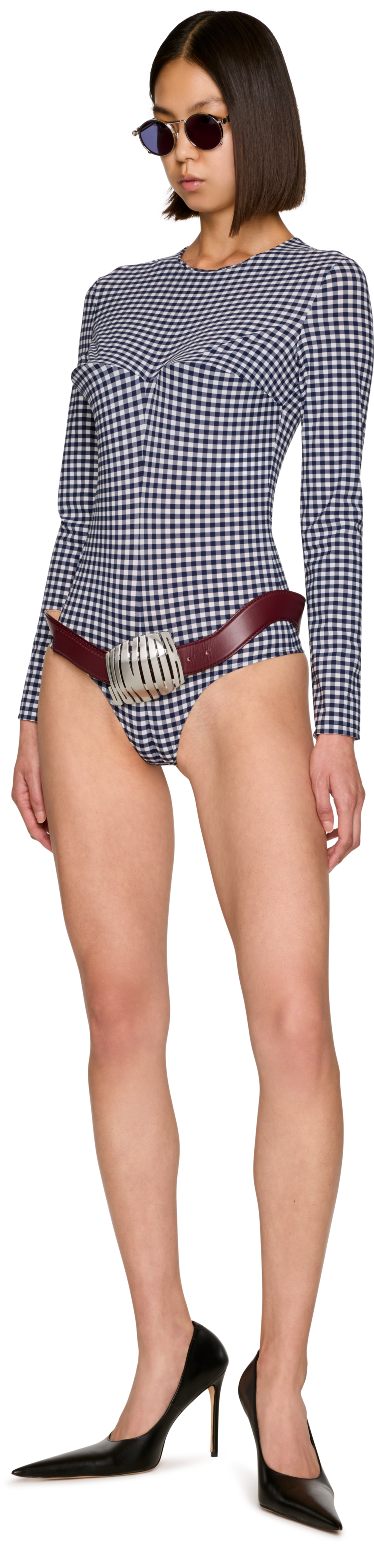 Jean Paul Gaultier Vichy Gingham Structured Bodysuit